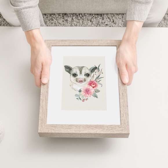 Watercolor Floral Sugar Glider Wall Art Print Poster Unframed - Picture 9 of 9
